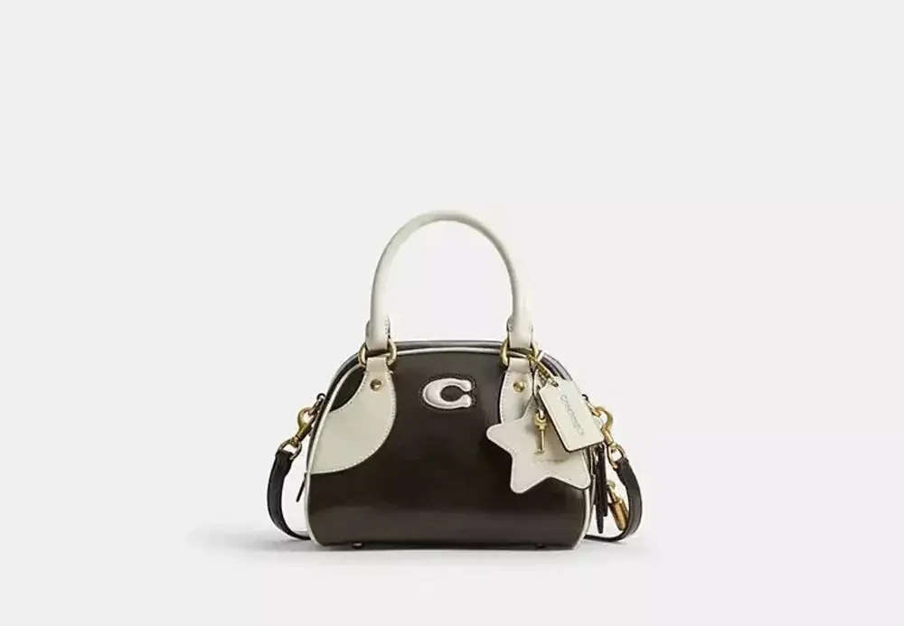 NWT B10-003Coach Coachtopia Bowling Top Handle Bag Crossbody Black & White CDU48